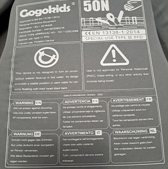 Gogo Kids Life Jacket Child's Size S (2-4 years) - Picture 4 of 4